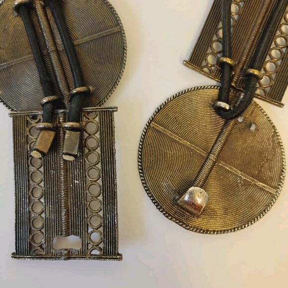 Vintage Rare Brass Boho Link Chain Medalion Heavy Belt Necklace - Picture 6 of 11